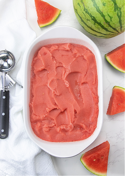 watermelon gelato in dish