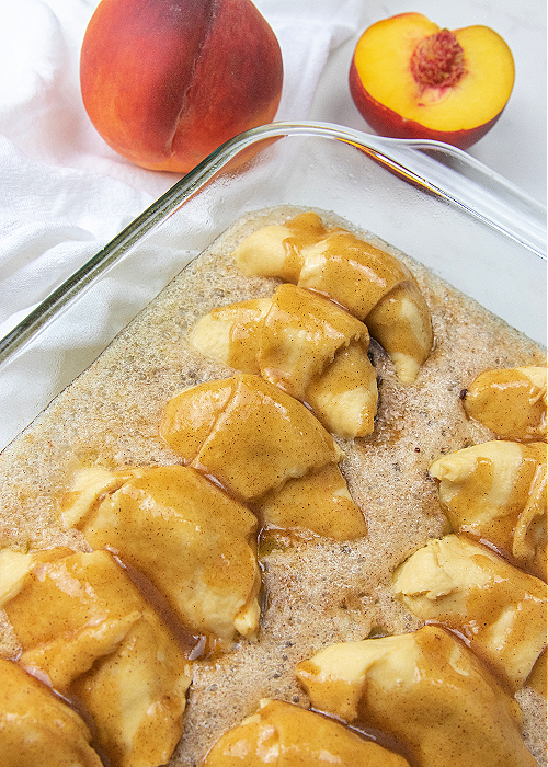 unbaked easy peach dumplings