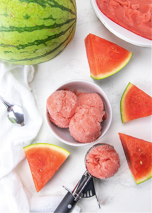 watermelon gelato in a bowl