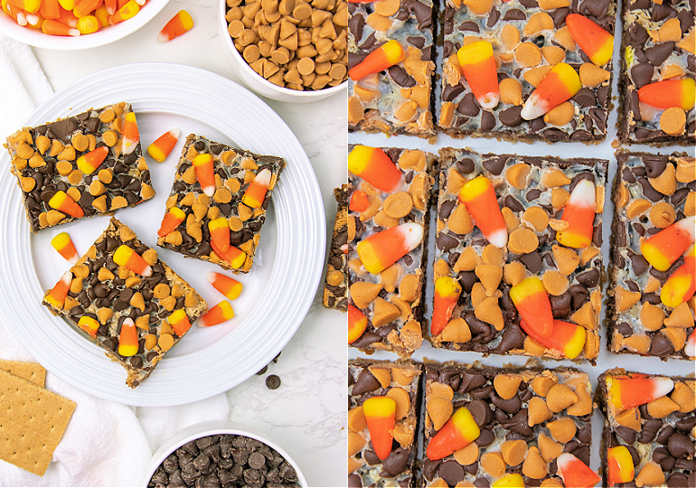 candy corn magic cookie bars feature image