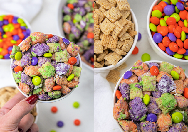 halloween puppy chow in a bowl
