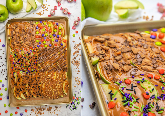 sheet pan caramel apples
