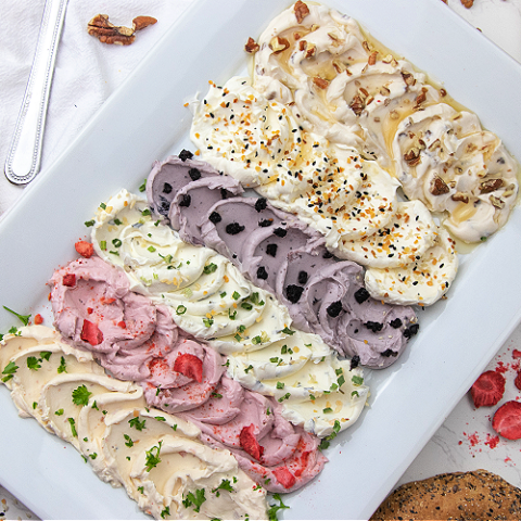 bagel butter board with cream cheese
