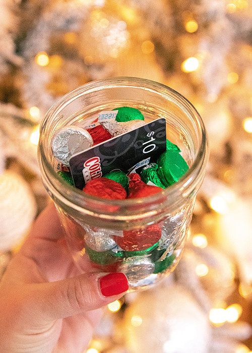 gift card and candy in a jar 