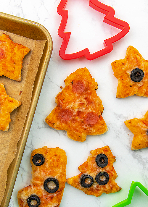 christmas cookie cutter pizzas