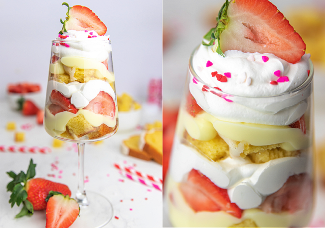 strawberry lemon shortcake parfait for valentine's day