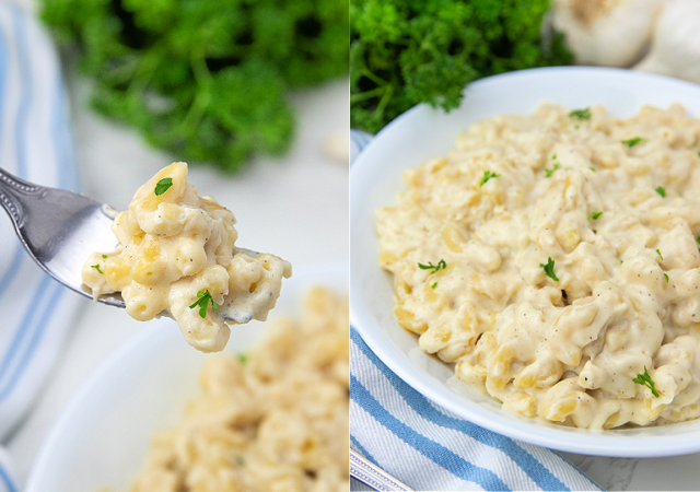 garlic parmesan macaroni and cheese pasta recipe