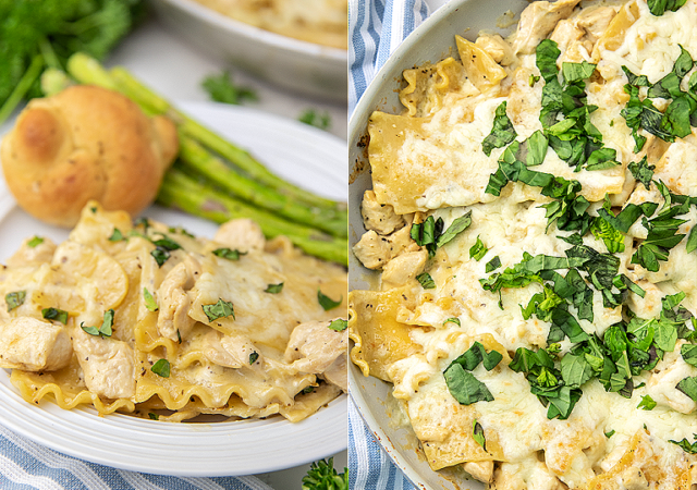 white chicken skillet lasagna
