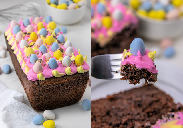 cadbury egg chocolate loaf cake feature image