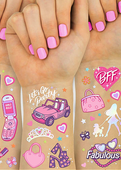 We've pulled together the BEST of Barbie Party Ideas for all occasions! From backdrops to desserts, the CUTEST ideas for your inspiration! barbie temporary tattoos on a wrist