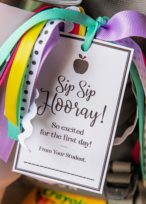 sip sip hooray tag first day of school teacher gift