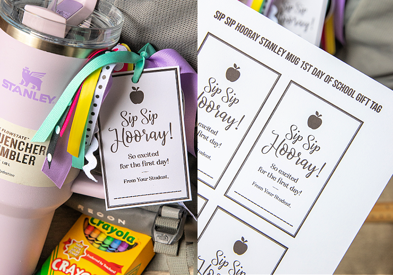free printable tag for stanley cup teacher gift
