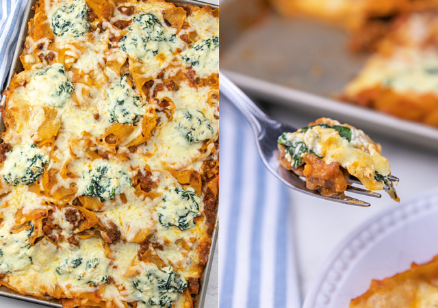 sheet pan lasagna with spinach