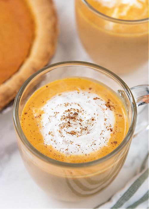 glass of drinkable pumpkin pie beverage