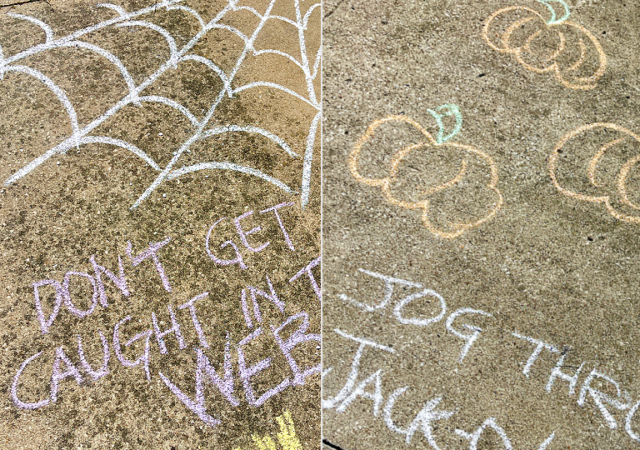 halloween chalk obstacle course for kids