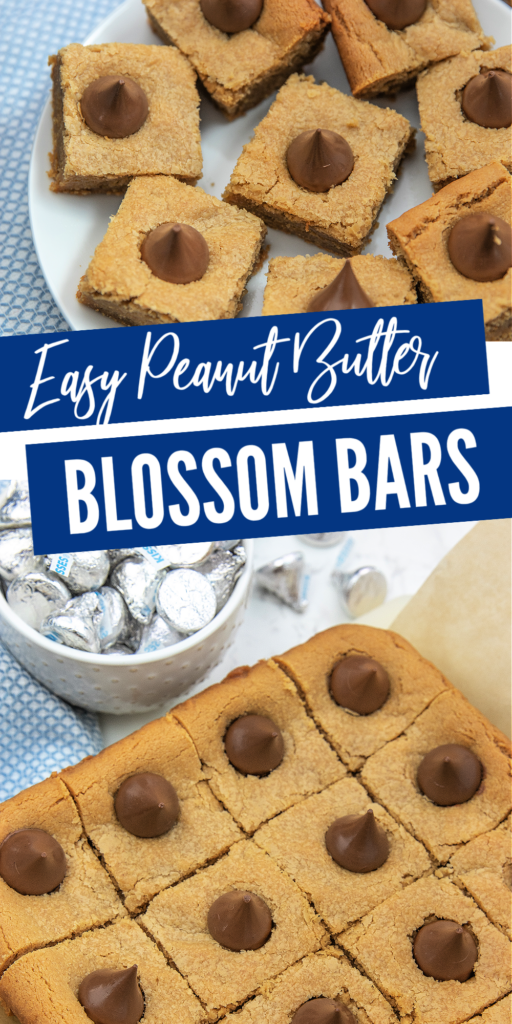 peanut butter blossom bars pinterest image