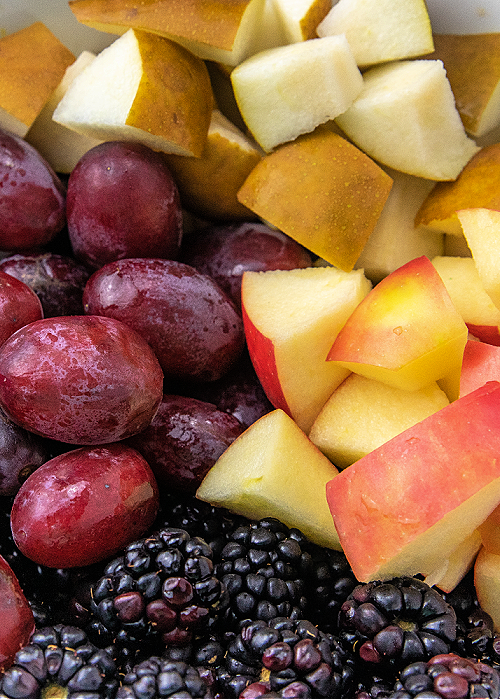 fall fruit in a mixing bowl