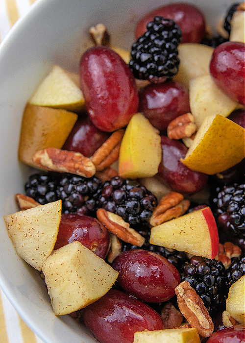 fall fruit salad in a serving bowl