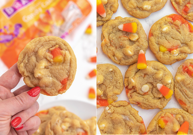 cookies with white chocolate and candy corn