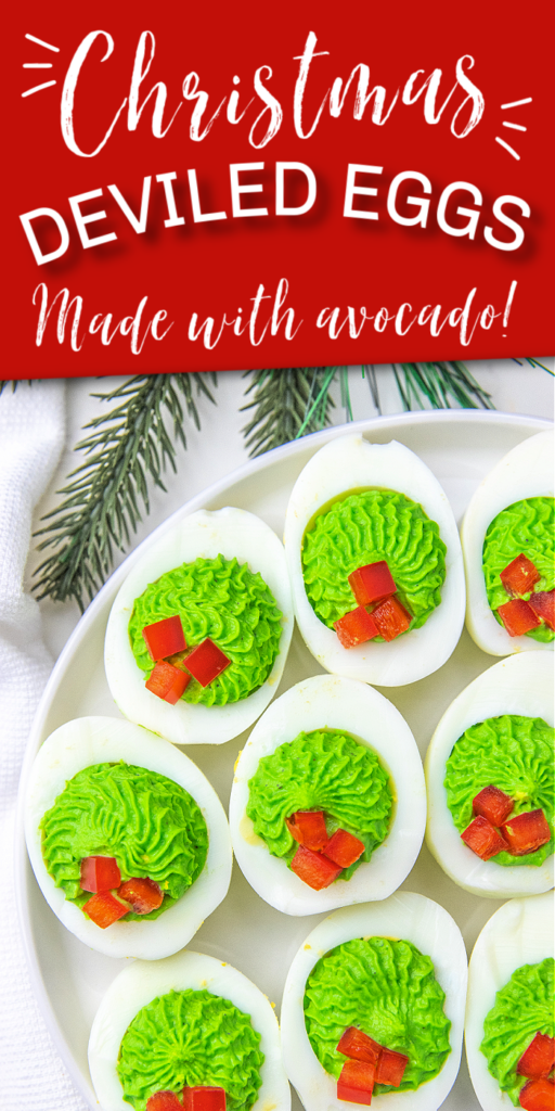 pinterest image for christmas deviled eggs