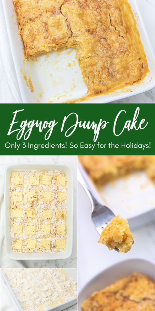 3 ingredient eggnog dump cake pinterest image