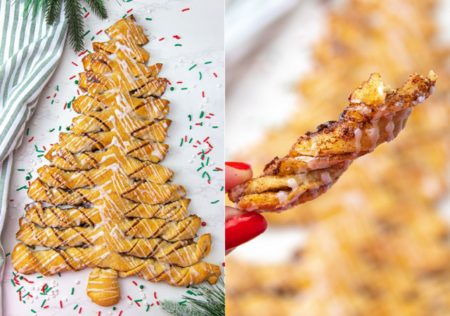 feature image for christmas tree breadsticks made with cinnamon