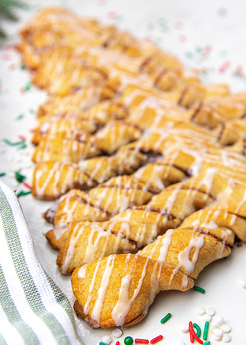 a closeup of the cinnamon twist pull apart christmas tree