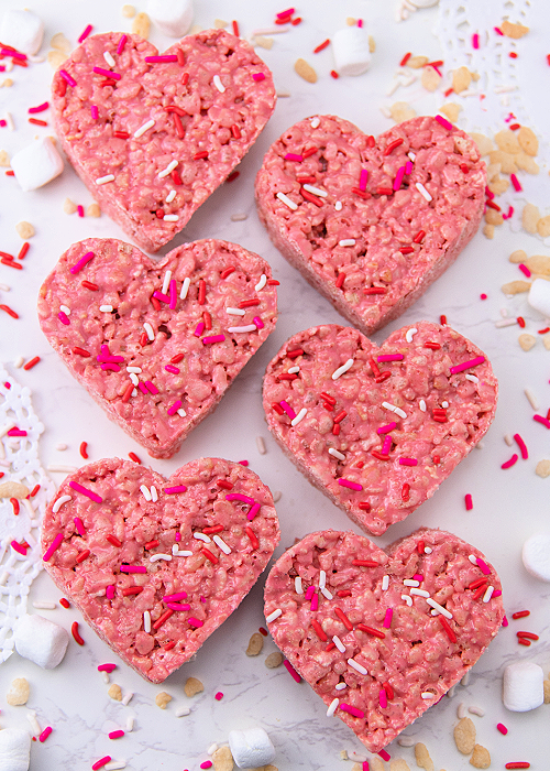 red velvet cake mix rice krispie hearts