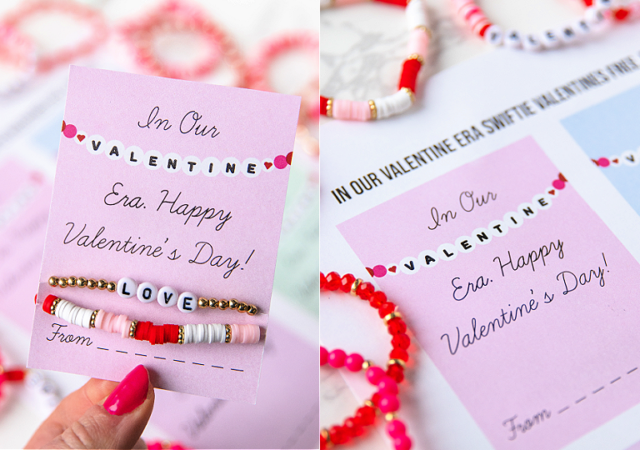 swiftie valentine printable for taylor swift bracelets with beaded bracelets on them
