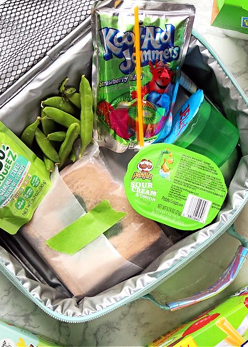 school lunch with lots of green items for st. patrick's day