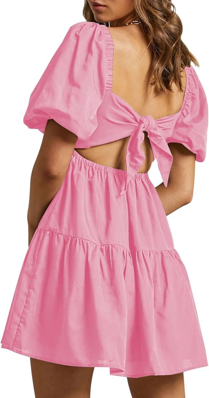 Puff Sleeve Pink Dress