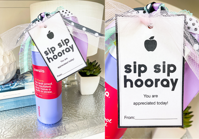 owala teacher appreciation gift idea with free printable tag