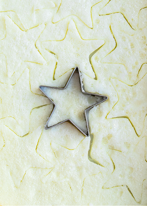 patriotic deviled egg whites cut out with a star cookie cutter