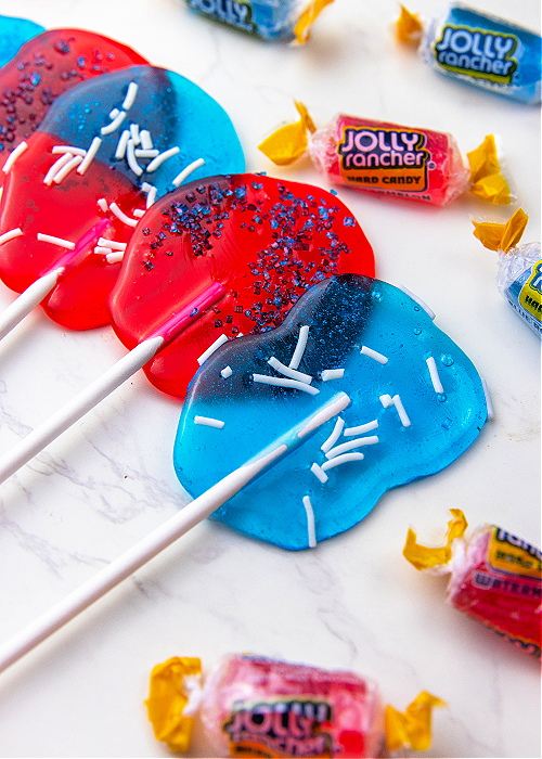 red white and blue jolly rancher suckers diy