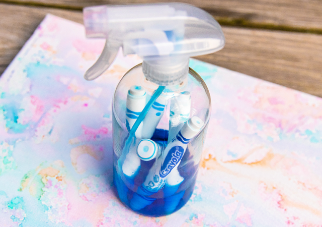 watercolor spray paint made from recycled markers