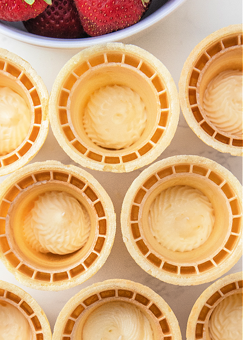 ice cream cones with cheesecake inside