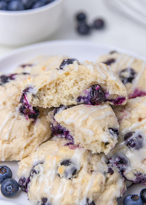 4 ingredient blueberry biscuits on a serving platter