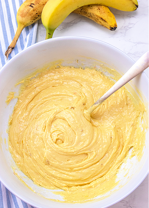 batter for 3 ingredient banana bread cookies in a mixing bowl
