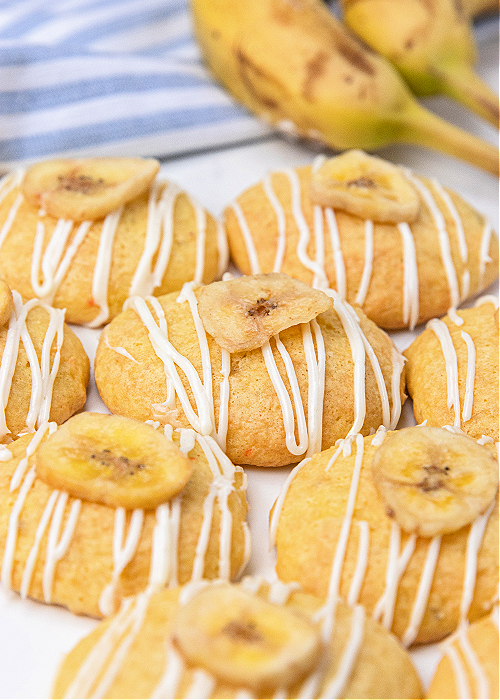 easy banana bread cookies on a serving platter