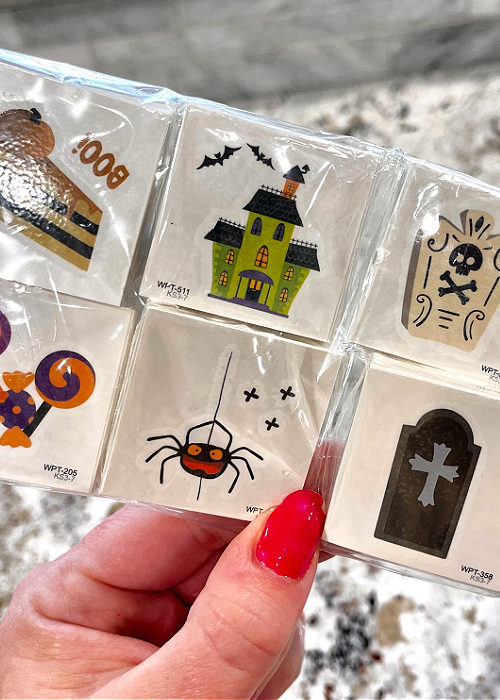 halloween temporary tattoos in a package