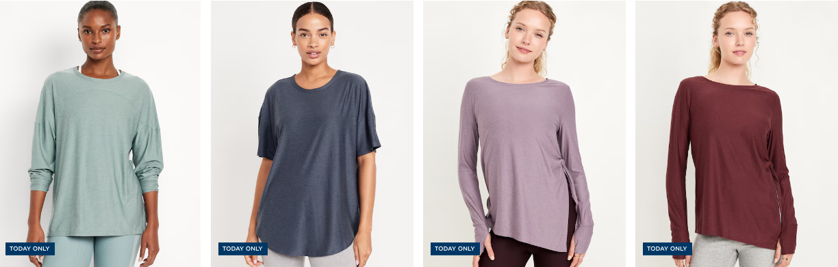 women's activewear tunics