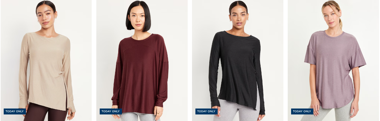 women's activewear tunics