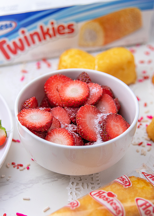 strawberries and sugar for twinkie strawberry shortcake