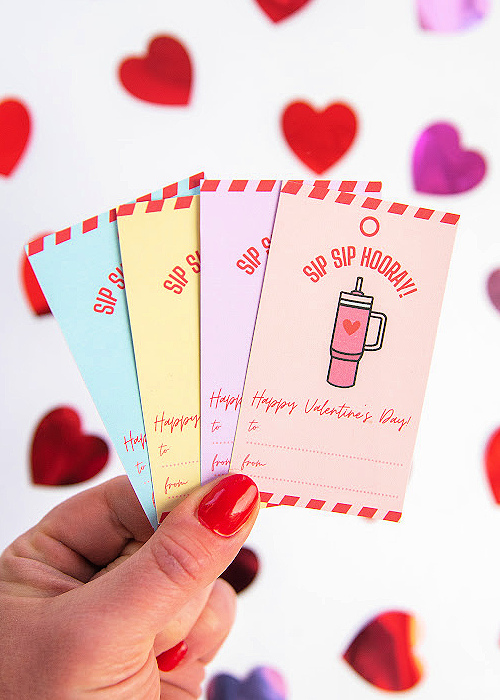 sip sip hooray happy valentine's day stanley mug straw topper valentine printable