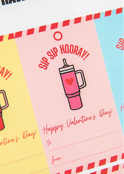 sip sip hooray happy valentine's day stanley mug straw topper valentine printable