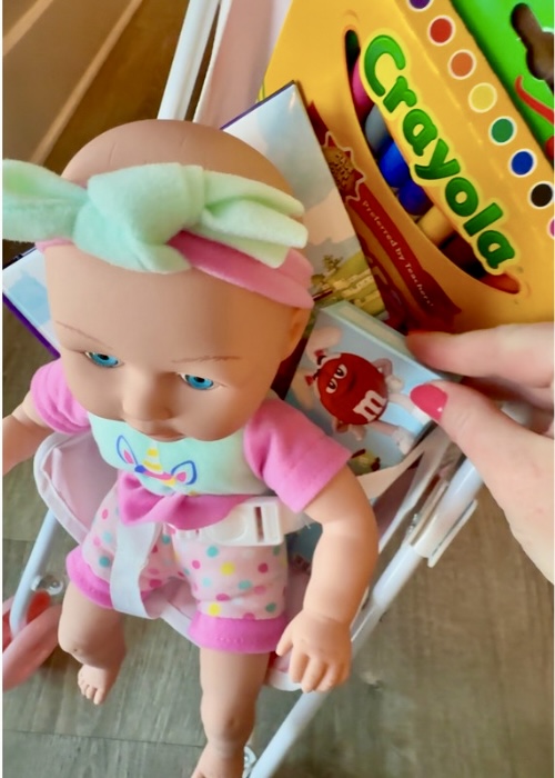 Decorating a doll stroller Easter basket