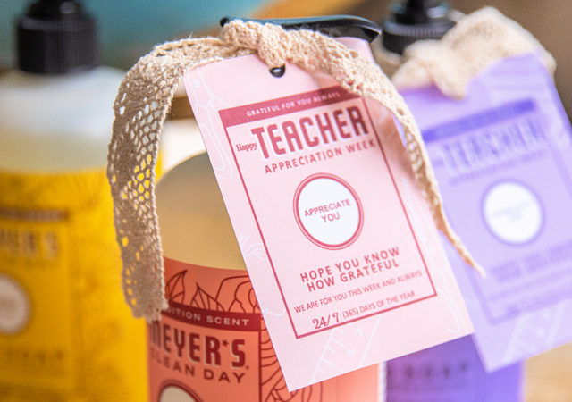 mrs. meyer's inspired teacher appreciation tag that matches the soap a free printable from passion for savings
