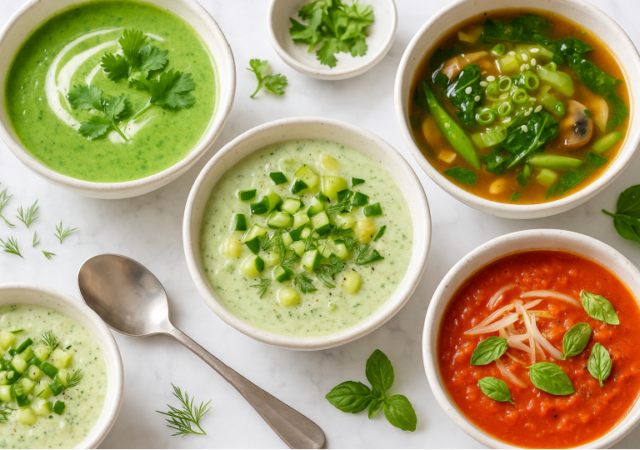spring soups in bowls