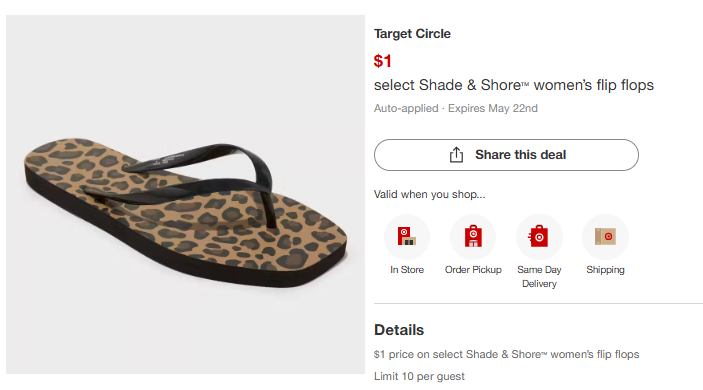 shade and shore flip flops on sale