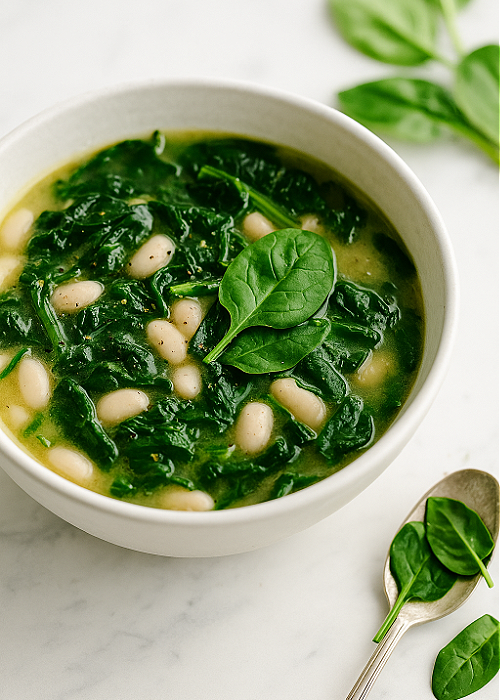 spring soups for 2025 spinach and white bean soup 